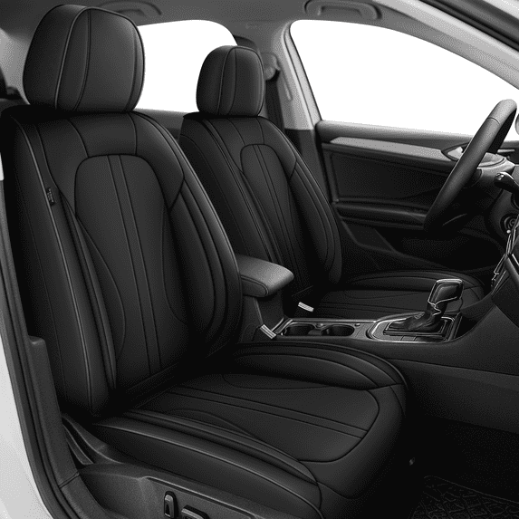 DIKSOAKR Front Seat Covers Fit for Nissan Rogue Sport 2017-2022 Waterproof & Tear-Resistant Leather Car Seat Cover Car Seat Protector Black,Front Set(2 Seats)