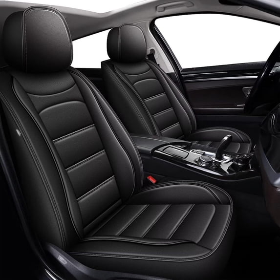 DIKSOAKR Front Seat Covers for Hyundai Genesis 2009-2016 Waterproof & Tear-Resistant Leather Car Seat Cover Car Seat Protector Black,Front Set(2 Seats)