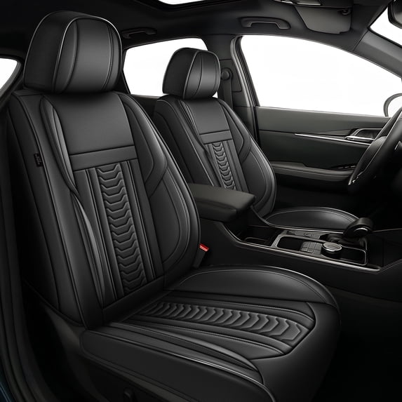 DIKSOAKR Front Seat Covers for Nissan Rogue 2008-2026 Comfort Leather Waterproof Car Seat Cover Car Seat Protector Cushion Black,Front Set(2 Seats)