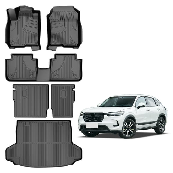 DIKSOAKR Full Set Floor Mats & Cargo Liner & Backrest Mat Fit for Honda HRV 2023-2026 (Include Hybrid) All Weather TPE Floor Mats for HR-V Floor Liner Accessories