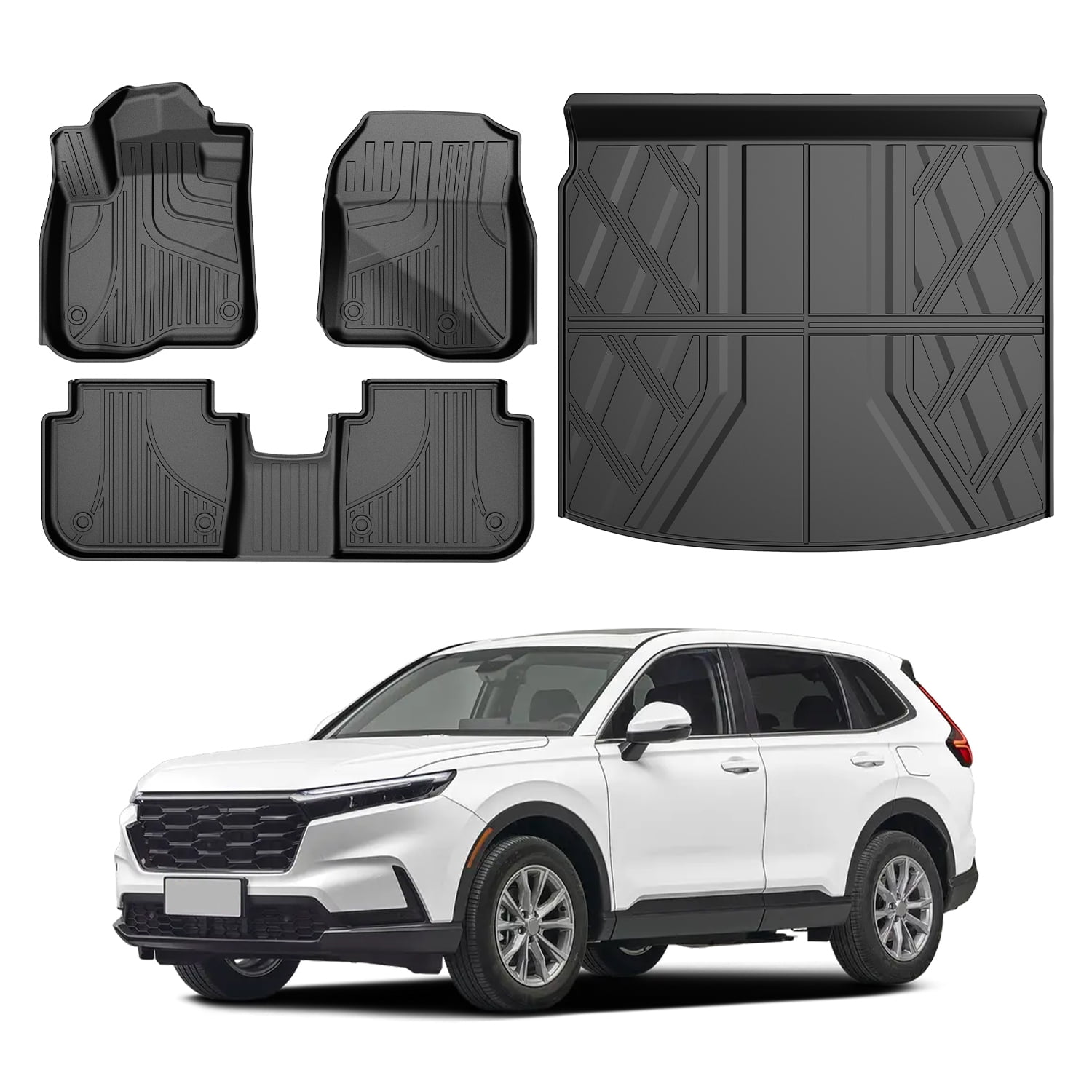 DIKSOAKR Full Set Floor Mats & Cargo Liner Fit for Honda CRV 2023-2026 All Models Custom Fit All Weather Floor Liners & Trunk Mat Accessories
