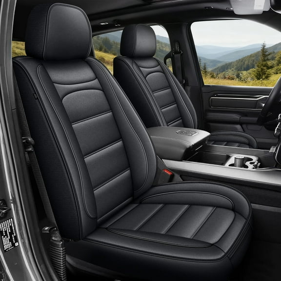 DIKSOAKR Seat Covers Fit for Dodge RAM 1500 2002-2024 2025 2026 5-Seat Compatible with RAM 1500 2500 3500 Crew Double Quad Cab Truck Pickup Car Seat Cover Faux Leather Seat Covers Full Set