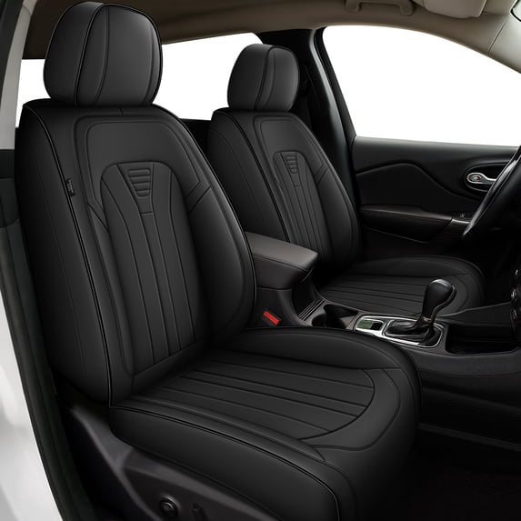 DIKSOAKR Seat Covers Full Set for Ford EcoSport 2018-2024 2025 Premium Leather Seat Protectors with Lumbar Support,Waterproof Auto Cushions Black,Full Set(2 Row 5 Seats)