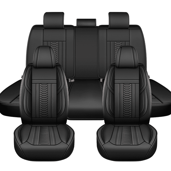 DIKSOAKR Seat Covers Full Set for Subaru XV Crosstrek 2013-2024 2025 Premium Leather Seat Protectors with Lumbar Support,Waterproof Auto Cushions Black,Full Set(2 Row 5 Seats)