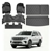 DIKSOAKR All Weather Floor Mats & Cargo Liner & Backrest Mat for Ford Expedition 2018-2024 Not for Max-Custom Fit Expedition TPE Liners Set 1st & 2nd & 3rd Row Floor Mats & Trunk Mat & Backrest Mat
