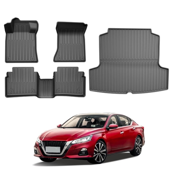DIKSOAKR All Weather Floor Mats Cargo Liner Fit for 2019-2024 Nissan Teana TPE Rubber Liners Set Teana Accessories All Season Guard Odorless Anti-Slip Floor Mats Cargo Liner