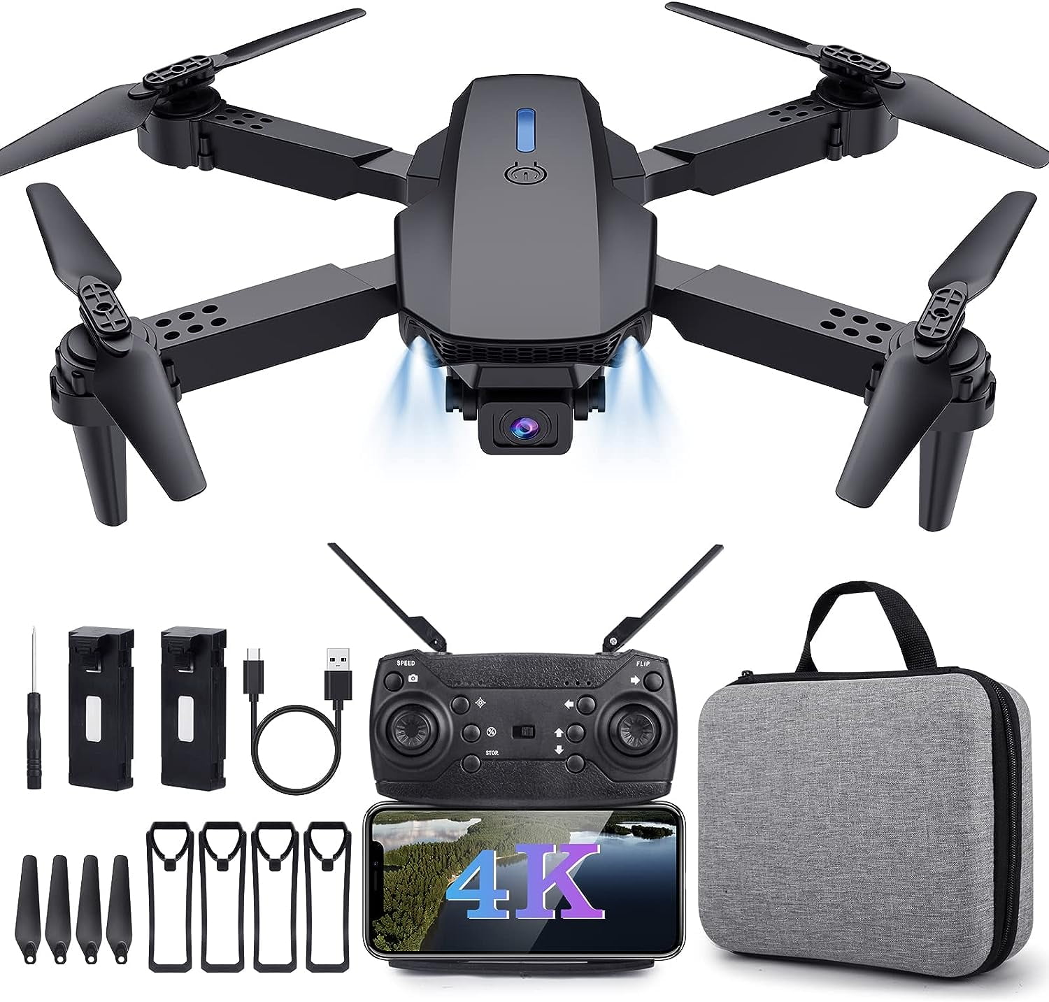 DEERC Drone with Camera, D70 Drones with Camera for Adults 1080P HD, RC  Quadcopter for Beginners with 2 Batteries, Kids Toy Easy to Play, Auto  Hover