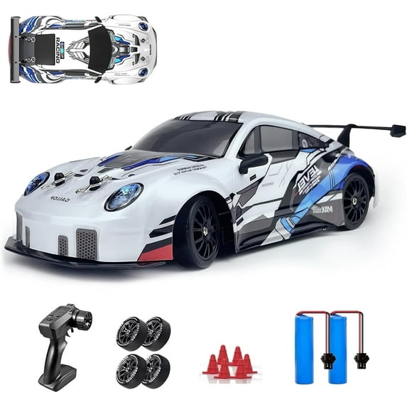 UUGEE Remote Control Car Toys, 2.4GHz RC Drift Car with Lights, 20KM/H 4WD High Speed RC Vehicle Racing, Gifts for 6-12 Boys Kids Adults, Blue