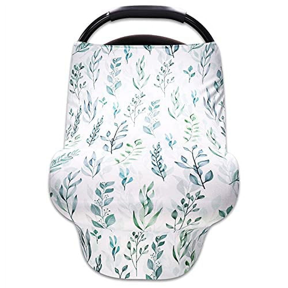 DILIMI Baby Car Seat Cover Green Leaf, Breastfeeding Cover Soft