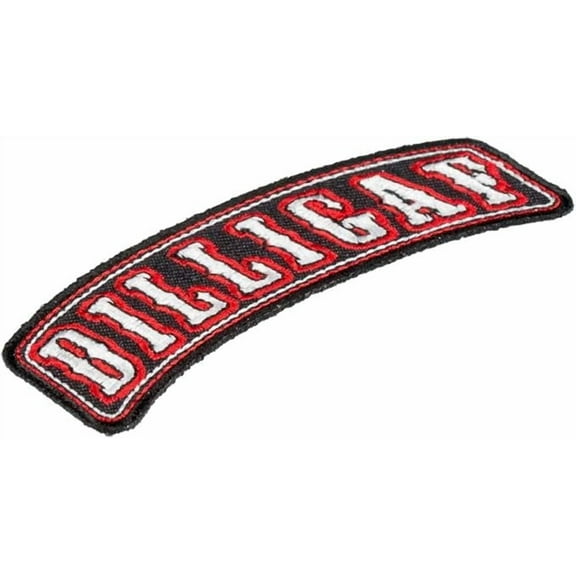 DILLIGAF Red & Black Rocker Patch, Biker Patches