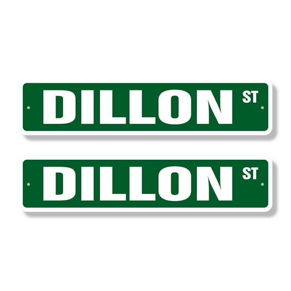 DILLON Classic Street Sign (2 Pack) Childrens Name Room Sign Road Sign | 6" X 24" Plastic Address Sign