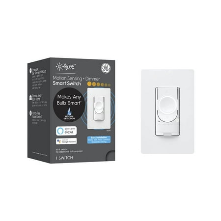 GE - CYNC Dimmer + Motion Sensor Smart Switch, No Neutral Wire Required, Bluetooth and 2.4 GHz Wifi (Packing May Vary) - White