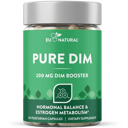 DIM Supplement Pure 200 Mg for Women or Men – Estrogen Hormone Balance Supplement for Energy, Fatigue, Stress, Menopause, Hot Flashes – Enhanced Bioavailability BioPerine – 60 Vegan Soft Capsules