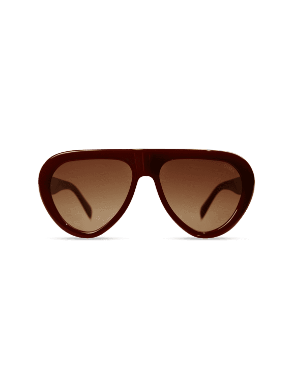 Aggie Unisex Aviator Sunglasses, Maroon Bio Acetate Frame with Brown Gradient CR39 UV400 Lenses, Medium Fashion Eyewear