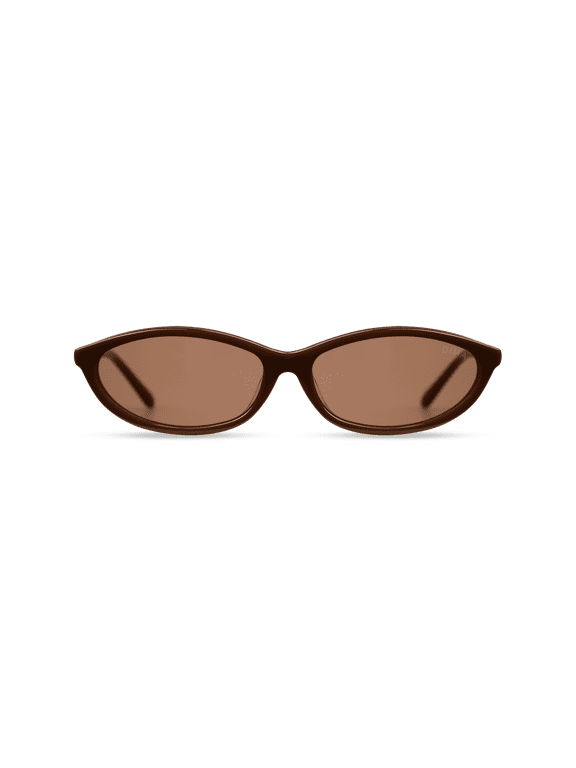 DIMA Dina Retro Oval Sunglasses for Men and Women, Brown Bio Acetate Frame with Brown CR39 Lenses, Unisex Vintage Slim Sun Glasses