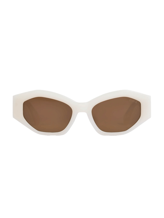 DIMA Mia Classic Cat-Eye Sunglasses, Cream Ivory Bio Acetate Frame with Brown CR39 Lenses, Unisex Vintage Glamour Sun Glasses