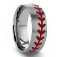 thumbnail image 1 of DIMAGGIO Titanium Brushed Finish Ring Red Baseball Stitching Pattern, 1 of 2