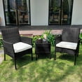thumbnail image 1 of DIMAR GARDEN 3 Pieces Outdoor Rattan Patio Conversation Set, Black, 1 of 6