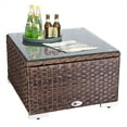 thumbnail image 1 of DIMAR GARDEN Outdoor Patio Coffee Table Square Table with Glass Top, Brown, 1 of 2
