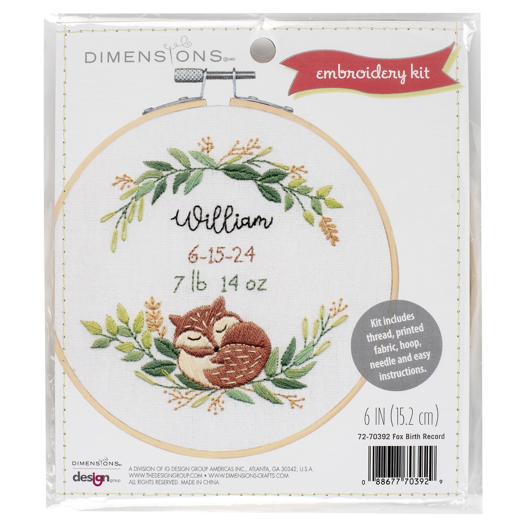 Dimensions Embroidery Fox Birth Record - Walmart.com