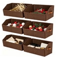 thumbnail image 1 of DIMJ 6 Pack Boot & Shoe Boxes with Handles, Coffee Non-Woven Fabric Open Home Storage Bins, Trapezoid Foldable Baskets for Bedroom Shelves and Home Organization, 1 of 9