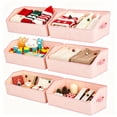 thumbnail image 1 of DIMJ 6 Pack Boot & Shoe Boxes with Handles, Pink Non-Woven Fabric Open Home Storage Bins, Trapezoid Foldable Baskets for Bedroom Shelves and Home Organization, 1 of 11
