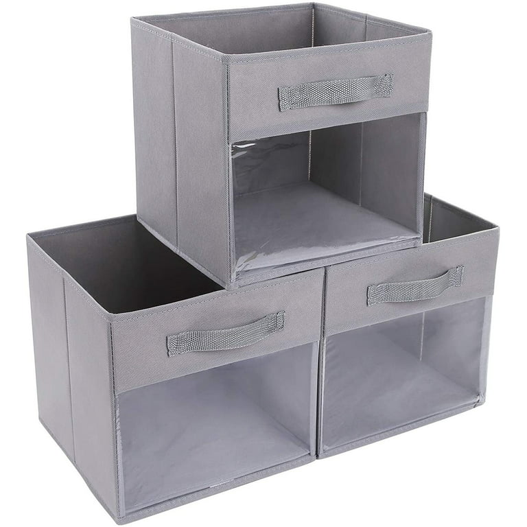 House Fabric Storage Bins Cubes Baskets Containers with Dual Plastic  Handles for Home Closet Bedroom Drawers Organizers