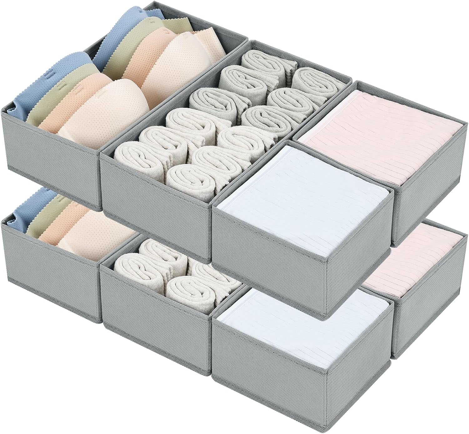 DIMJ Drawer Organizer Clothes Set of 8, Foldable Closet Drawer ...