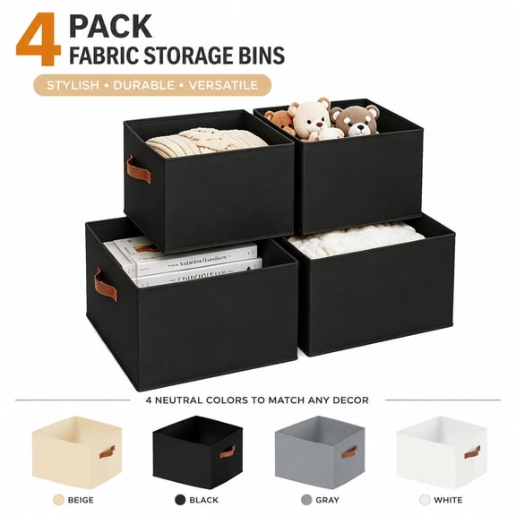 DIMJ Foldable Fabric Wardrobe Storage Bins Set - Stackable, with Handles and Dividers
