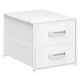thumbnail image 1 of DIMJ Night Stand Set of 1, End Table Side Table with 2 Fabric Storage Drawer Units Bedside Table for Dorm,Bedroom, Closet(White Nightstand), White, 1 of 11