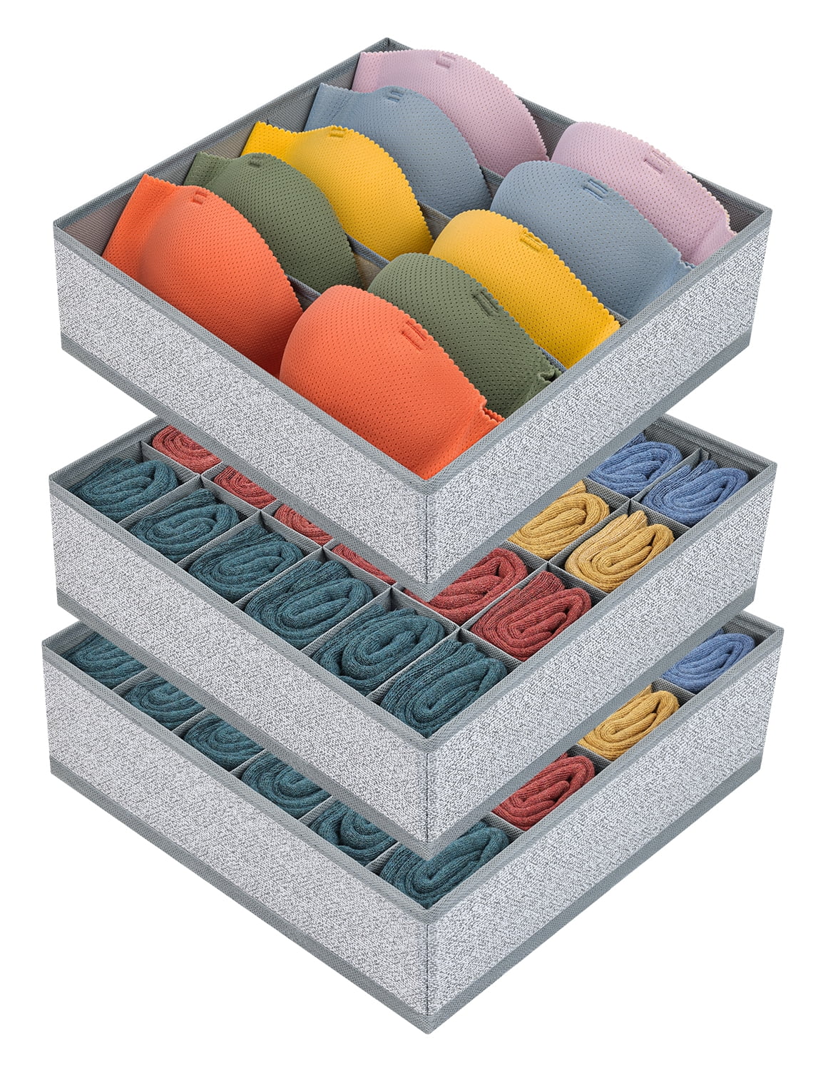 DIMJ Socks and Underwear Storage Box, 5 Cells Underwear Organizer and