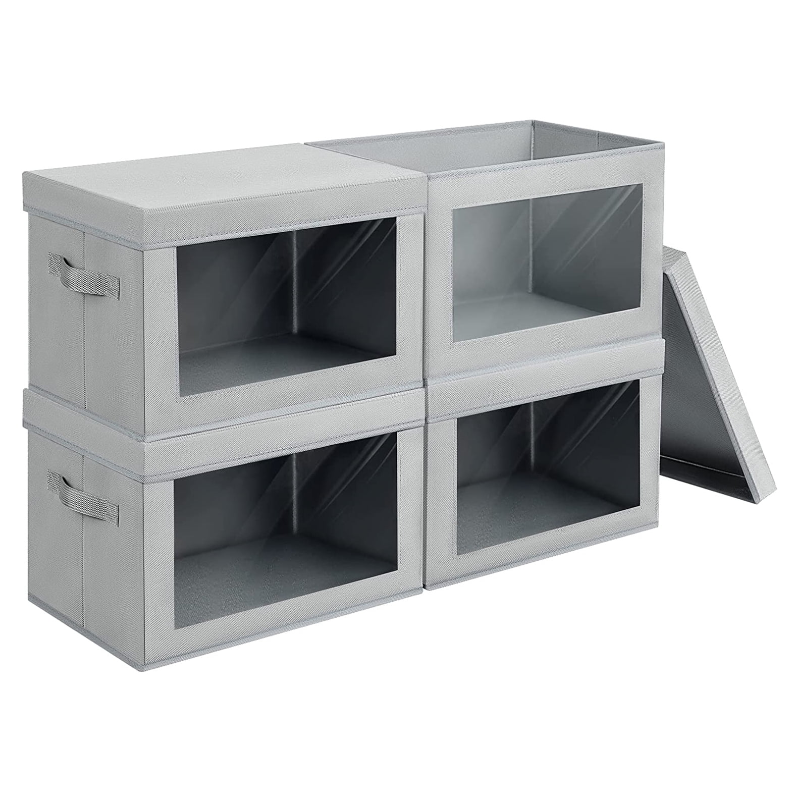   Basics Closet Storage Organizer with Fabric Bins and  Shelves, Grey, 32.7 x 12.2 x 31 : Home & Kitchen
