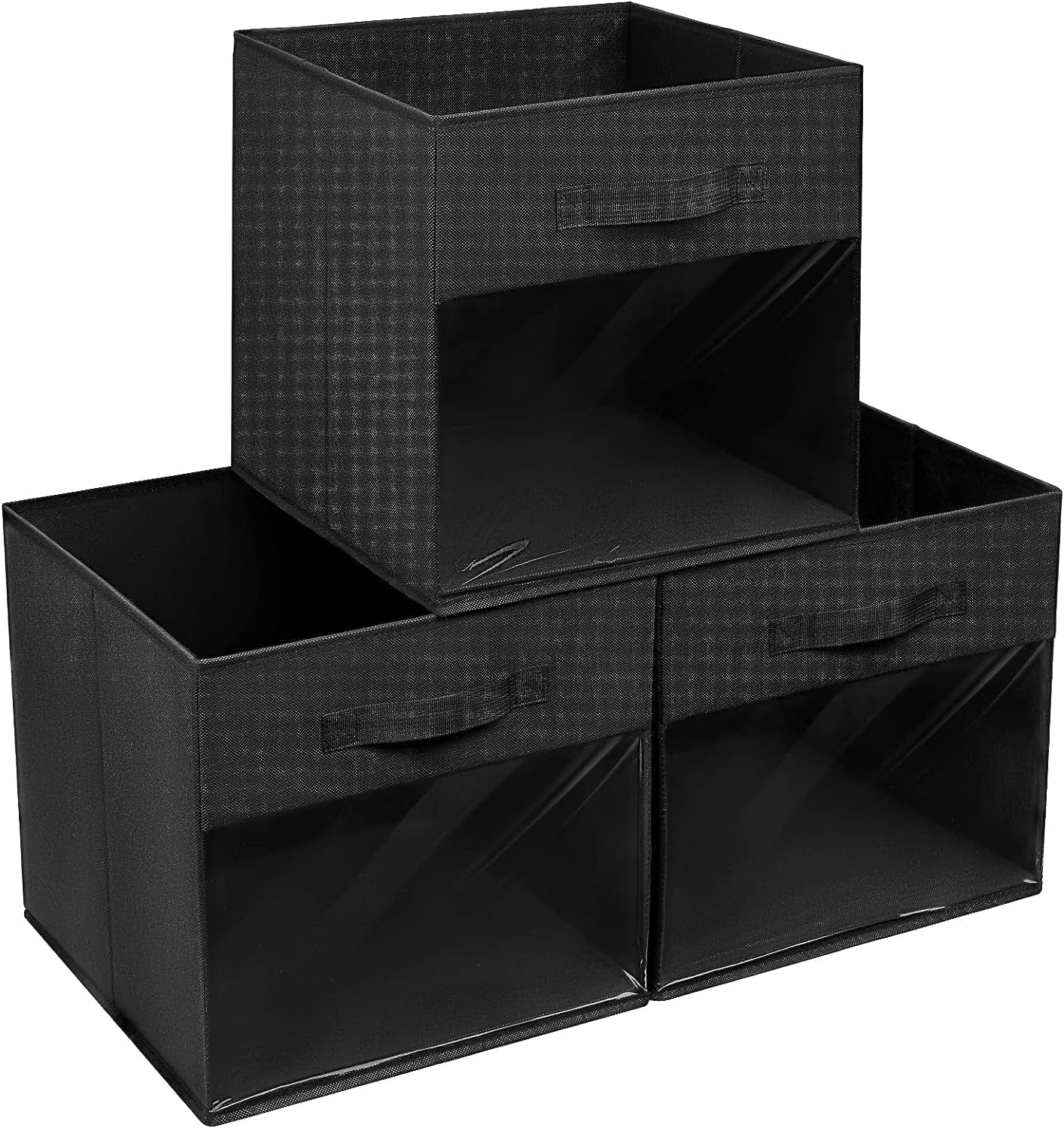 DIMJ Storage Cubes, Cube Storage Bins with Front Window, Fabric Baskets for Shelves, Foldable