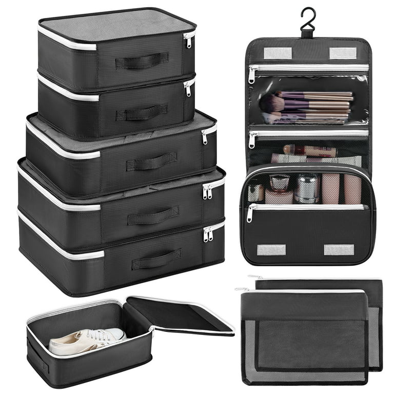 Basics 4 Piece Packing Travel Organizer Cubes Set - Medium, Black