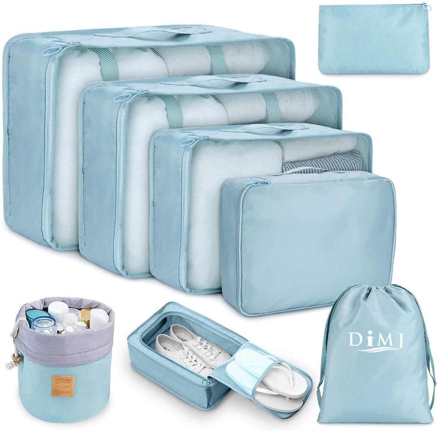 DIMJ Travel Packing Cubes Set 8Pcs Lightweight Luggage Organizer Bag