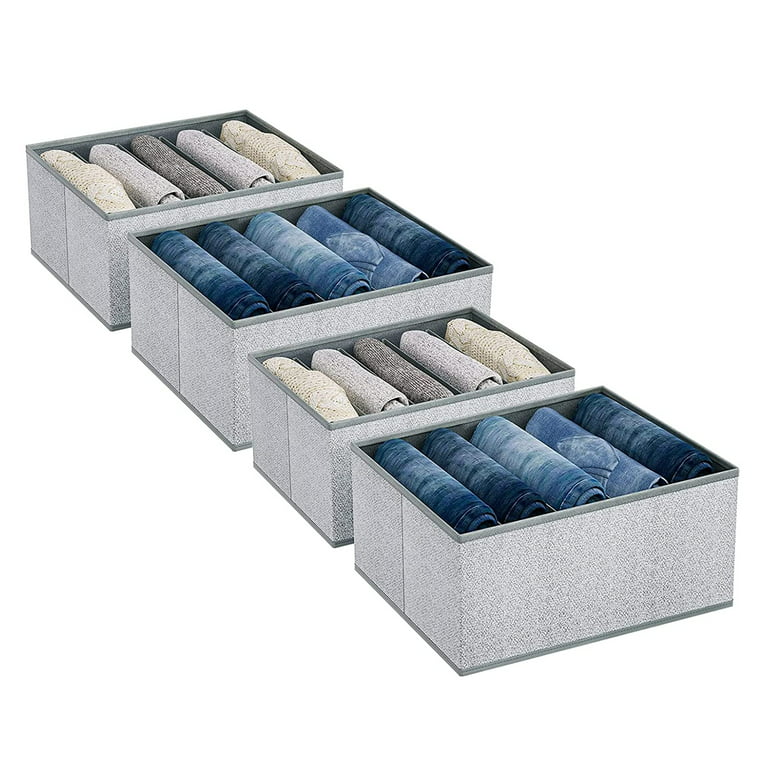 DIMJ Wardrobe Clothes Organizer, 4 Packs Jeans Organizer for Closet Organizers  and Storage Box, Foldable Clothes Drawer Organizer for Wardrobe, Sweater,  Dresses, T-shirts (Blended) 