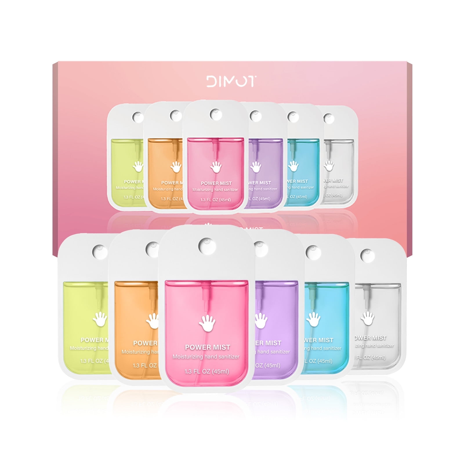 DIMOT Power Mist Moisyurizing Hand Sanitizer, Will Not bestrong smells and sticky hand sanitisers , For Adults And Kids , Spray Flavor Spray Travel Size , 1.3FL OZ (45MI*6) , 6PC
