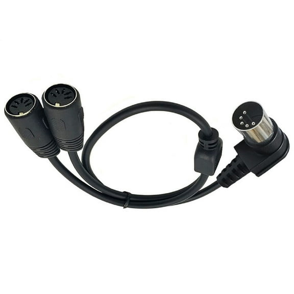 DIN 5-Pin Splitter Y Adapter MIDI Cable, 90 Degree Right Angle Plug Male to Dual 2 Female Extension Audio