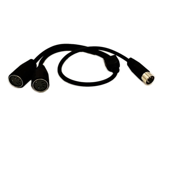 DIN 5-Pin Splitter Y Adapter MIDI Cable, MIDI 5 Pin Male to Dual 2 x DIN-5 Female Extension Audio Cable (D5P M-2F,0.5meter)