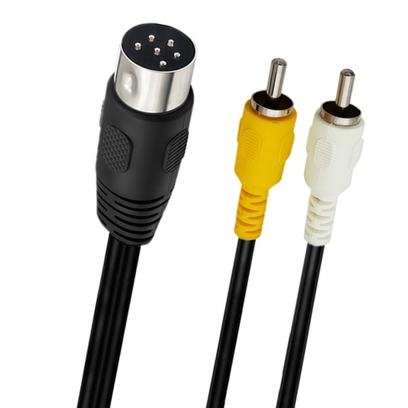 DIN Composite Video Cord for Home Media Gear, Yellow White AV Plugs and Mono Sound Playback Cable for Daily Use