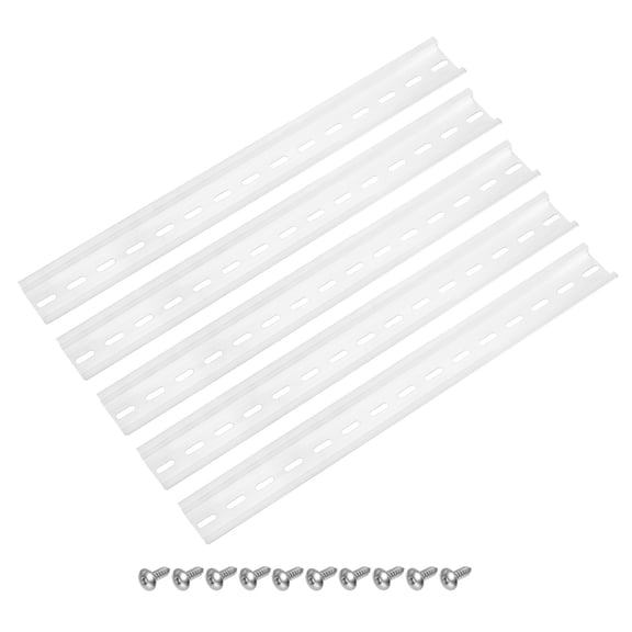 DIN Rail 12" x 1.4" x 0.3" Slotted Aluminum Mounting Guide with Stainless Steel Hex Socket Screw 5 Set