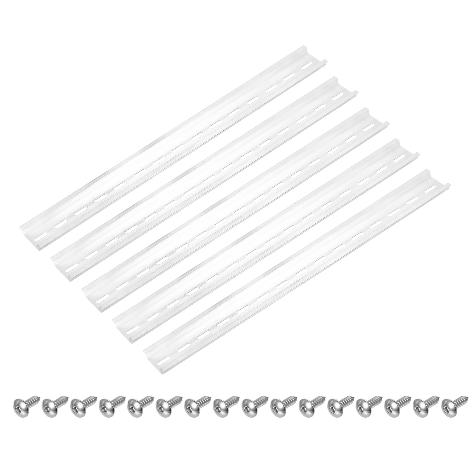 DIN Rail 16" x 1.4" x 0.3" Slotted Zinc Plated Iron Mounting Guide with Stainless Steel Hex Socket Screw 5 Set