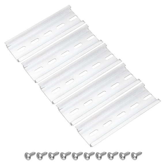 DIN Rail 4" x 1.4" x 0.3" Slotted Aluminum Mounting Guide with Stainless Steel Hex Socket Screw 5 Set