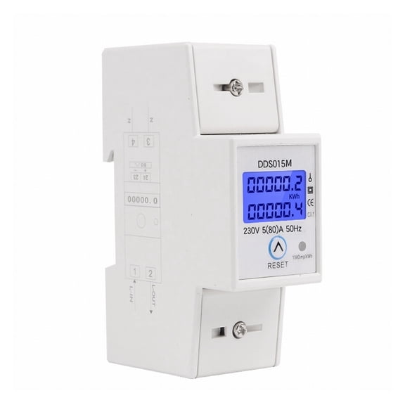 DIN Rail 5-80A AC 50Hz Single Phase Wattmeter Power Consumption Watt Electric Energy Meter KWh With Reset Function ,Easy to Install