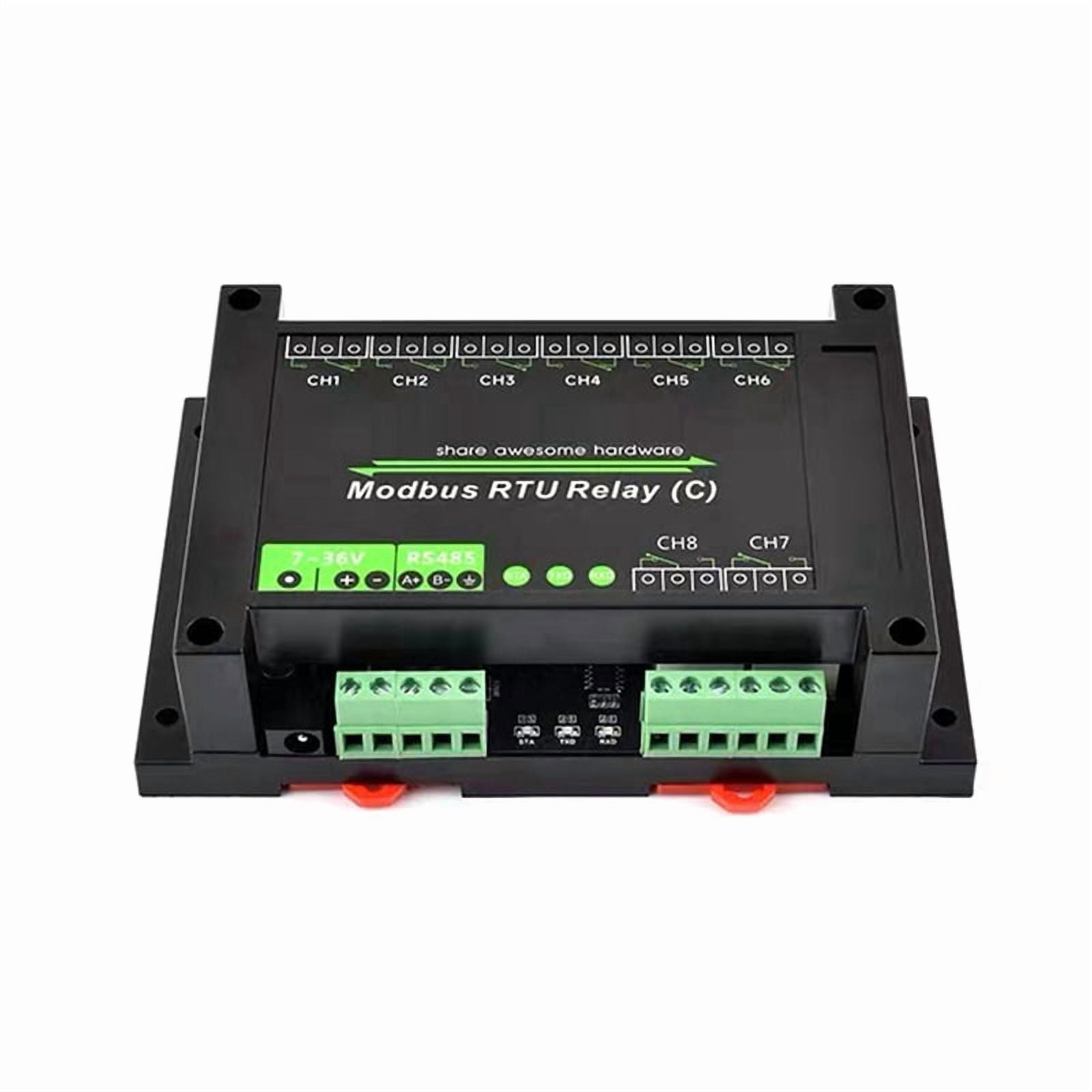 DIN-Rail 8-Channel Relay Module RS485 Magnetic Retention Relay Modbus RTU Protocol Multiple Isolation Protection Circuit,1 * Relay Modules,Black