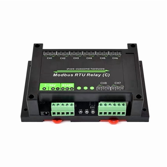 DIN-Rail 8-Channel Relay Module RS485 Magnetic Retention Relay Modbus RTU Protocol Multiple Isolation Protection Circuit,1 * Relay Modules,Black
