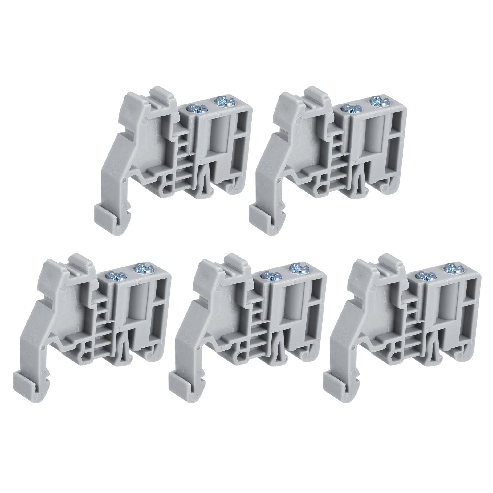 DIN Rail Mount Terminal Blocks End Stopper Screw Type Clamp Grey E/UK