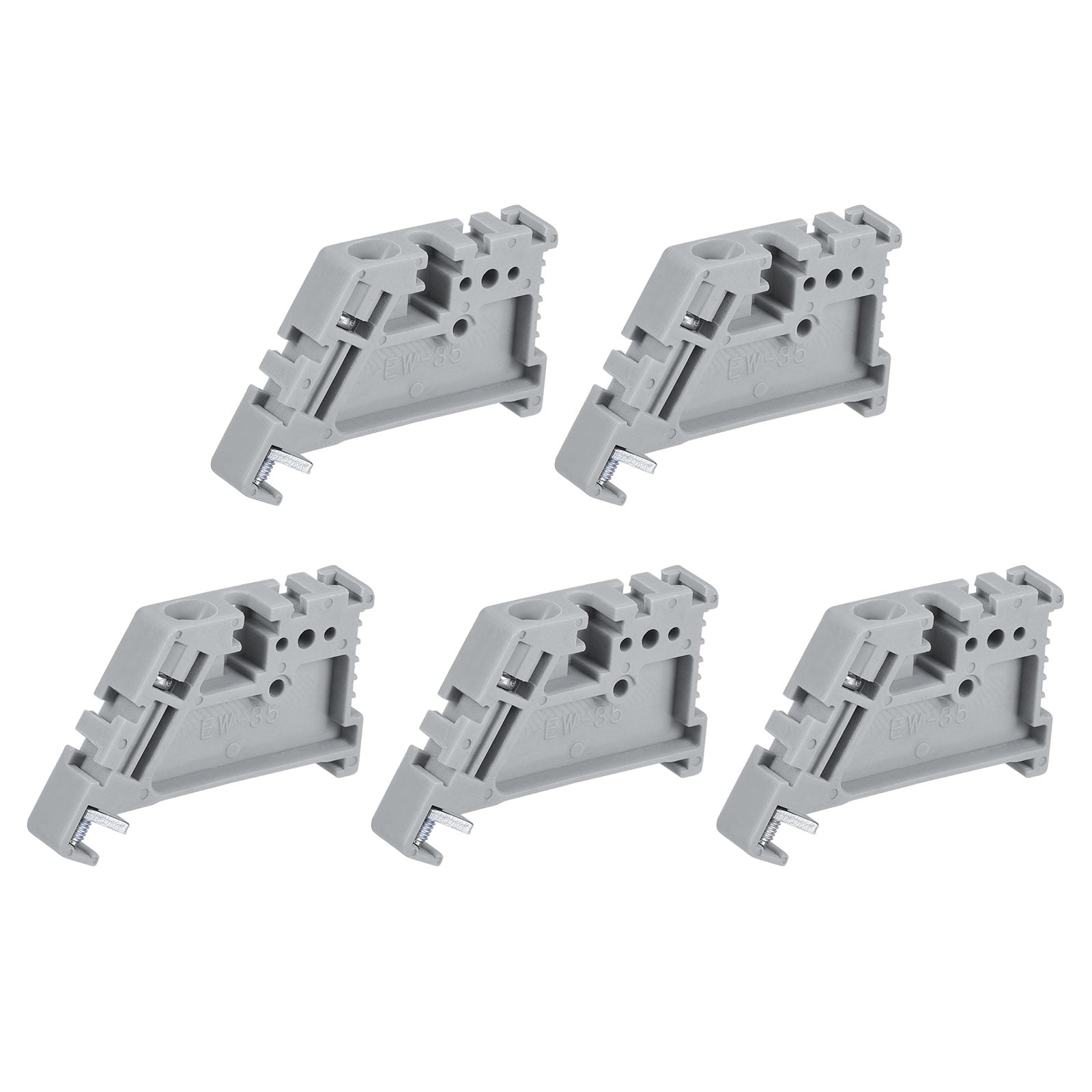 DIN Rail Mount Terminal Blocks End Stopper Screw Type Clamp Grey EW/35