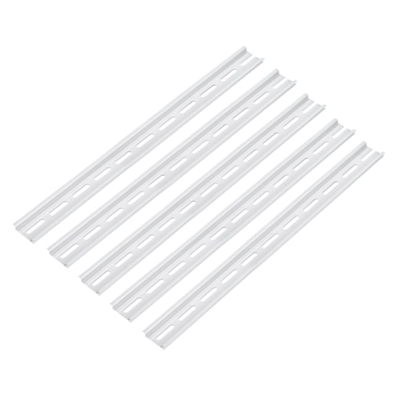 DIN Rail Slotted Aluminum Mounting Guide 13 Inch x 1.4 Inch x 0.3 Inch for Equipment Installation 5 Pcs, Silver