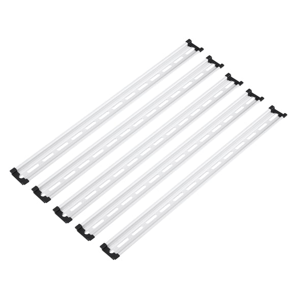 DIN Rail Slotted Aluminum Mounting Guide 18 Inch x 1.4 Inch x 0.3 Inch with Guide Rail Cover for Equipment Installation 6 Pcs, Silver